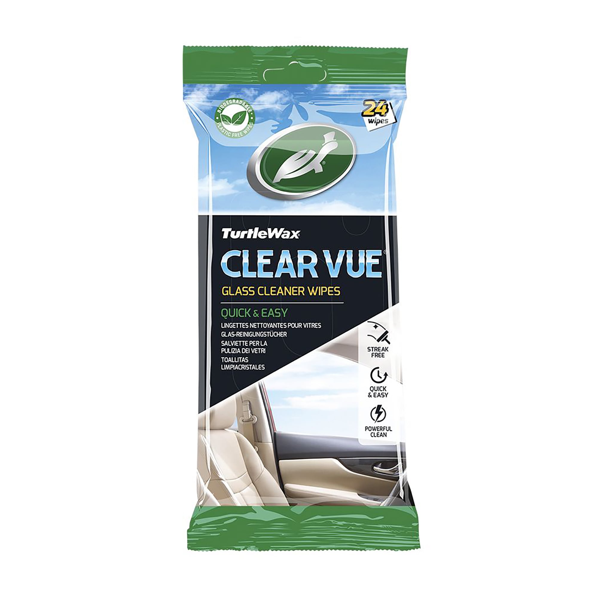 Серветки для очищення скла Turtle Wax Clear Vue Glass Cleaner Wipes, 24 шт